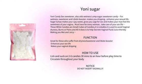 Yoni Sugar Candies 100% natuurlijk kristalwit zoet sexy bulk Yoni Candy Custom Logo