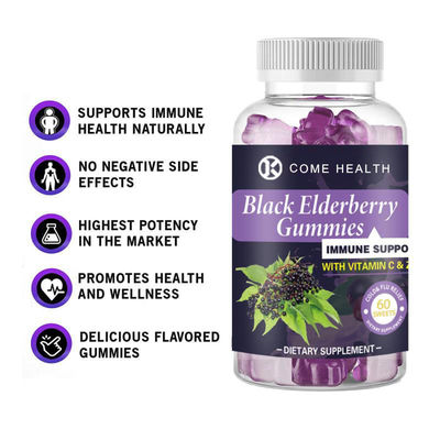 Productspecificatie 60 Vegan Gummies/fles Sea Moss Black Seed Oil Ashwagandha Gummies