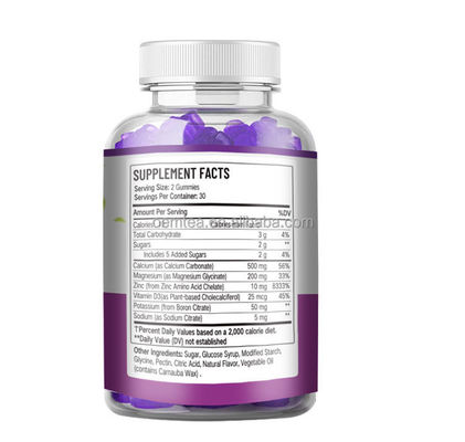 24 maanden houdbaarheid Calcium D3 Vitamine Magnesium Gummies voor ondersteuning van de botontwikkeling