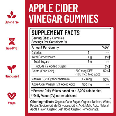 Neem uw dagelijkse dosis van 3g*60 Hemostyptic Apple Cider Vinegar Gummy Candy voor welzijn